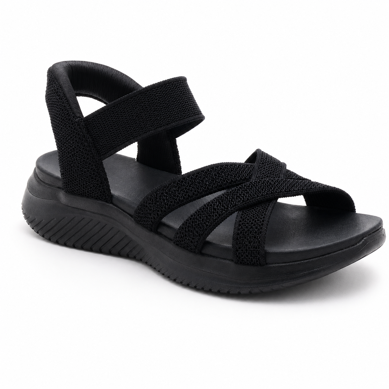 Women's Comfy Knit Cross-Strap Adjustable Walking Sandals