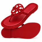 Women's Crystal Thong Sandals – Sparkly Rhinestone Flat Flip Flops, Cushioned Comfort Insole Non-Slip Summer Dressy Sandals for Beach, Wedding，Daily Wear