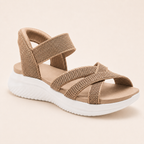Women's Comfy Knit Cross-Strap Cushioned Walking Sandals