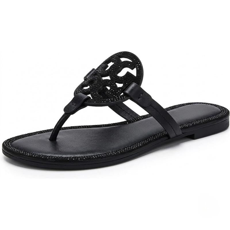 Women's Crystal Thong Sandals – Sparkly Rhinestone Flat Flip Flops, Cushioned Comfort Insole Non-Slip Summer Dressy Sandals for Beach, Wedding，Daily Wear