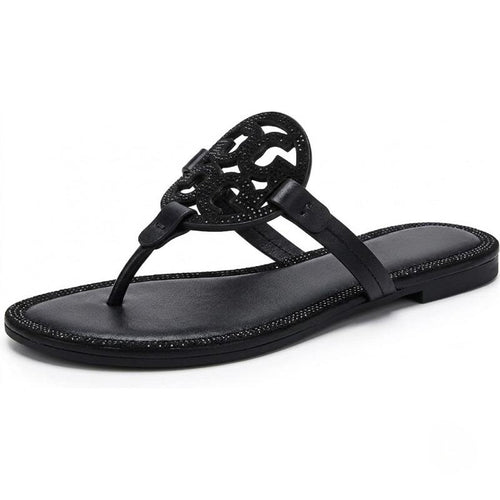 Women's Crystal Thong Sandals – Sparkly Rhinestone Flat Flip Flops, Cushioned Comfort Insole Non-Slip Summer Dressy Sandals for Beach, Wedding，Daily Wear